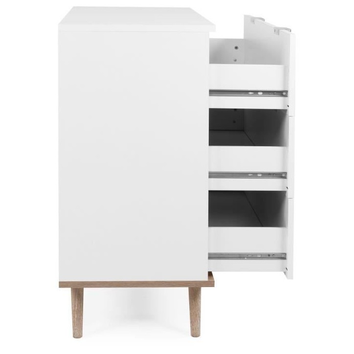 Commode Göteborg - 3 tiroirs - Décor chene sonoma Blanc - Scandinave - L 79,8 x P 40 x H 86,5 cm Commode Göteborg - 3 tiroirs - Décor chene sonoma Blanc - Scandinave - L 79,8 x P 40 x H 86,5 cm
