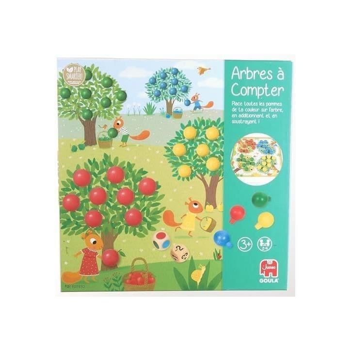 Jeu éducatif - GOULA - Arbres a compter - Pommes en bois et dés Jeu éducatif - GOULA - Arbres a compter - Pommes en bois et dés