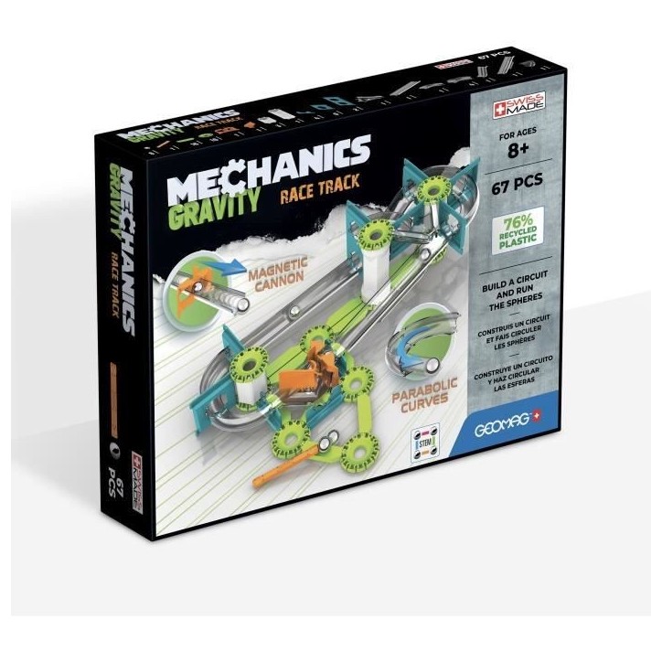 Circuit de billes - GEOMAG - Mechanics Gravity Race Track - 67 pieces - Magnétique - Gravité - Plastique recyclé