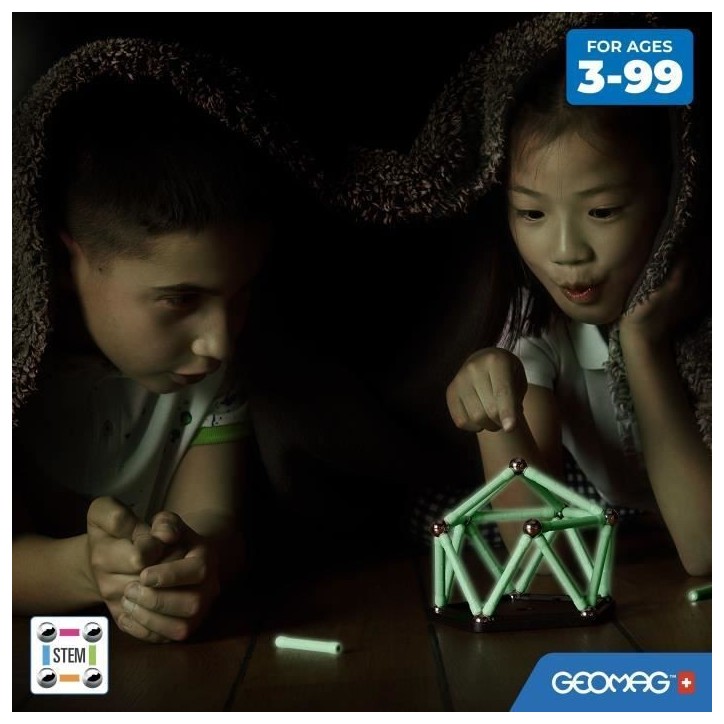 Coffret de construction - GEOMAG - Glow Recycled - 25 pieces - Luminescent - Magnétique - Plastique recyclé Coffret de construction - GEOMAG - Glow Recycled - 25 pieces - Luminescent - Magnétique - Plastique recyclé