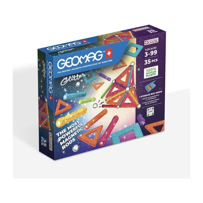 Coffret de construction - GEOMAG - Glitter Panels - 35 pieces - Magné Coffret de construction - GEOMAG - Glitter Panels - 35 pieces - Magné