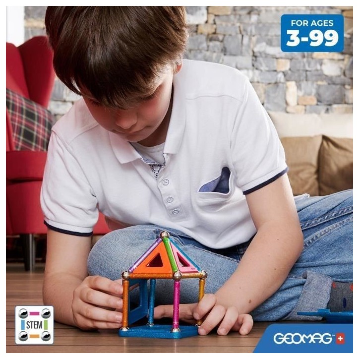 Coffret de construction - GEOMAG - Glitter Panels - 35 pieces - Magnétique - Plastique recyclé