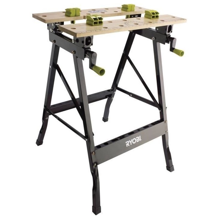 RYOBI - Etabli pliable orientable a 90° - table bambou 605 x 625 x 790 mm - 6,5 kg - Livré avec 4 mors et 1 clé de service - RYOBI - Etabli pliable orientable a 90° - table bambou 605 x 625 x 790 mm - 6,5 kg - Livré avec 4 mors et 1 clé de service -
