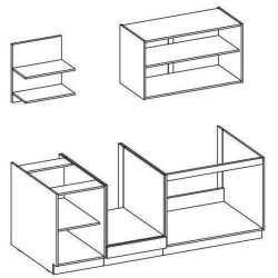 Cuisine complete PREGO - L 210 cm - Décor gris Graphit - Plan de trav
