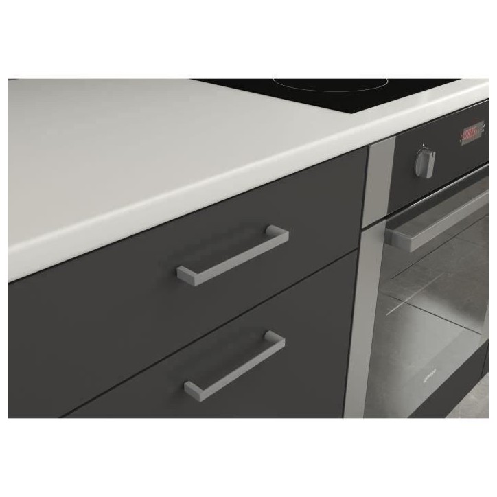 Cuisine complete PREGO- L 270 cm - Gris Graphit - Plan de travail 210 cm inclus