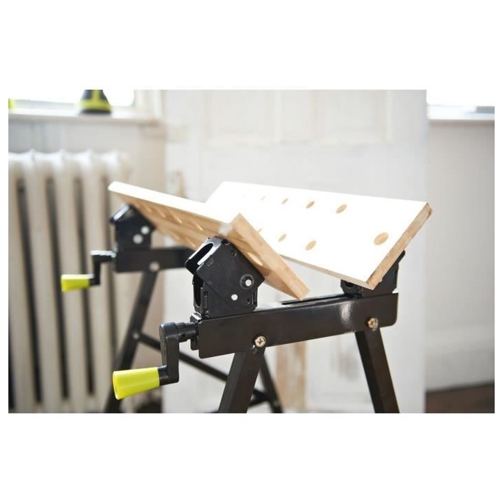RYOBI - Etabli pliable orientable a 90° - table bambou 605 x 625 x 790 mm - 6,5 kg - Livré avec 4 mors et 1 clé de service - RYOBI - Etabli pliable orientable a 90° - table bambou 605 x 625 x 790 mm - 6,5 kg - Livré avec 4 mors et 1 clé de service -