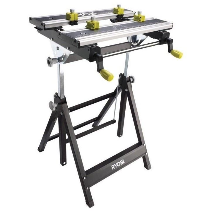 RYOBI - Etabli aluminium pliable orientable avec réglage hauteur - table 600 x 570 x 760 - Avec 4 mors & clé de service - RWB0 RYOBI - Etabli aluminium pliable orientable avec réglage hauteur - table 600 x 570 x 760 - Avec 4 mors & clé de service - RWB0