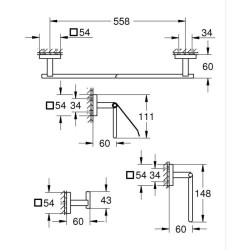 Set d'accessoires 4 en 1 - GROHE - 41115000 - Chromé - Métal - Douch