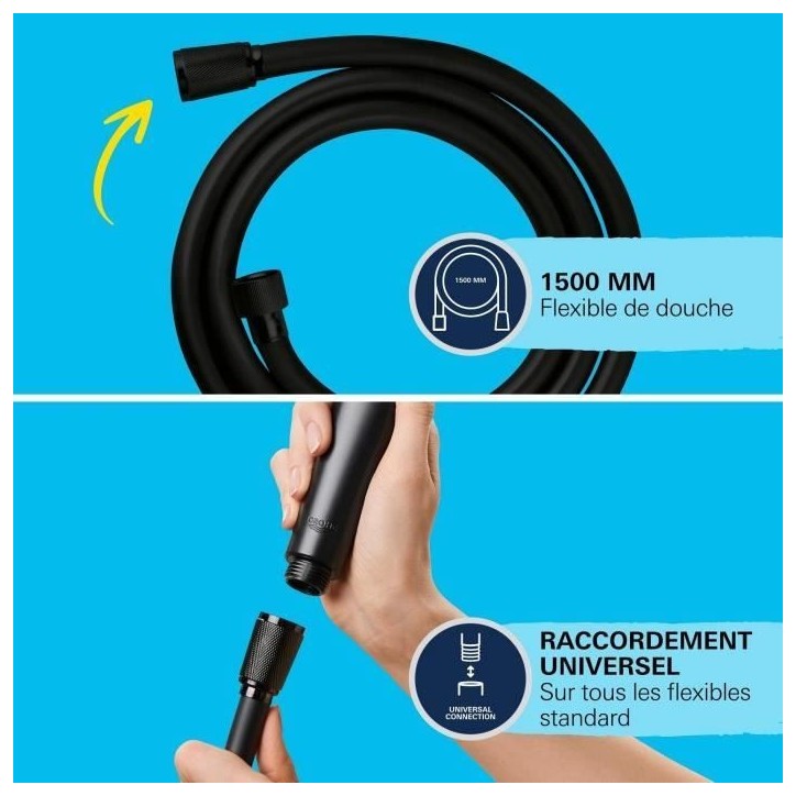 Flexible de douche - GROHE - 287412432 - 1,5 m - VitalioFlex Trend - Matt Black Flexible de douche - GROHE - 287412432 - 1,5 m - VitalioFlex Trend - Matt Black