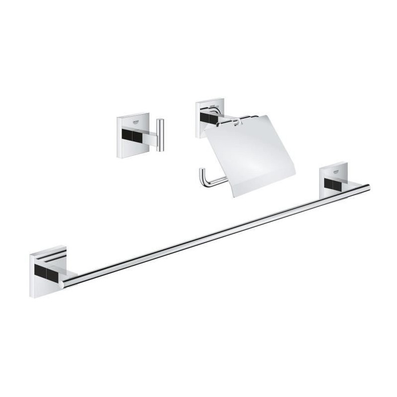 Set d'accessoires 3 en 1 - GROHE - 41124000 - Start Cube - Chromé Set d'accessoires 3 en 1 - GROHE - 41124000 - Start Cube - Chromé