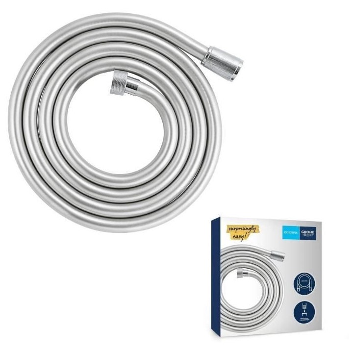Flexible de douche - GROHE VitalioFlex 27507001 - 2m - Anti-pliures - Anti-torsion - Connexion universelle - Surface lisse - Chr Flexible de douche - GROHE VitalioFlex 27507001 - 2m - Anti-pliures - Anti-torsion - Connexion universelle - Surface lisse - Chr