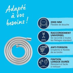 Flexible de douche - GROHE VitalioFlex 27507001 - 2m - Anti-pliures -