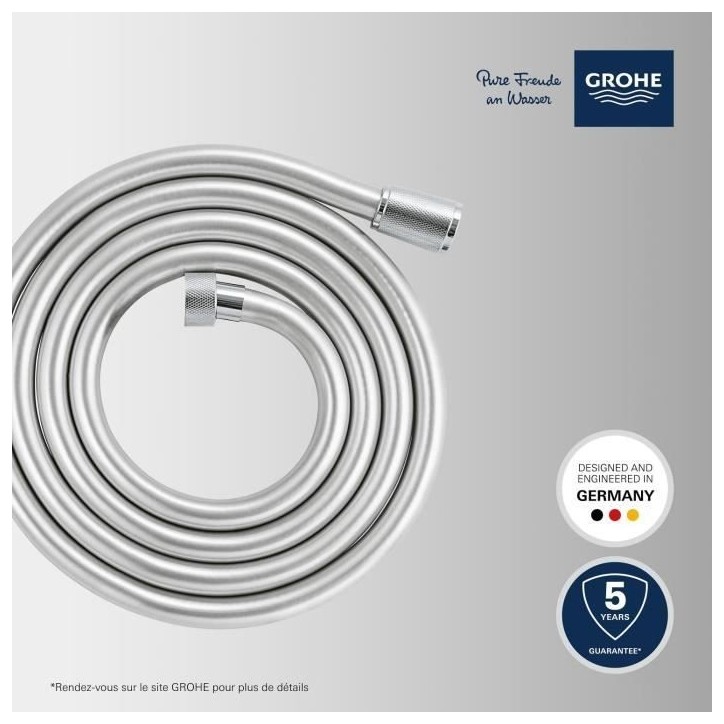 Flexible de douche - GROHE VitalioFlex 27507001 - 2m - Anti-pliures - Anti-torsion - Connexion universelle - Surface lisse - Chr Flexible de douche - GROHE VitalioFlex 27507001 - 2m - Anti-pliures - Anti-torsion - Connexion universelle - Surface lisse - Chr