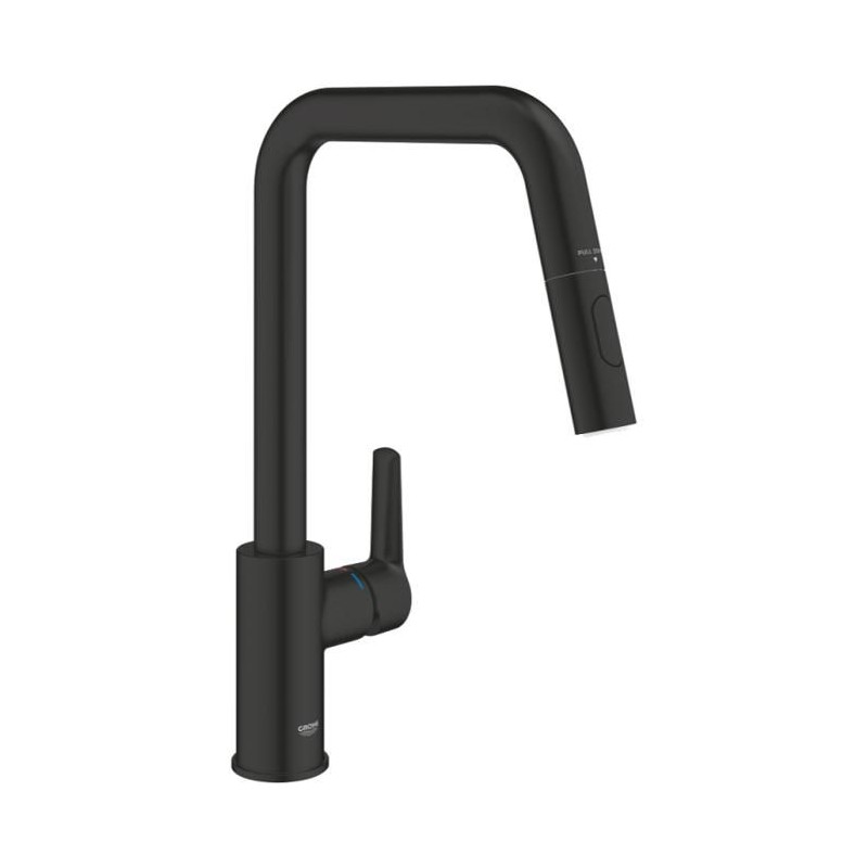 Robinet de cuisine avec douchette GROHE Start bec haut noir mat 2 jets Robinet de cuisine avec douchette GROHE Start bec haut noir mat 2 jets
