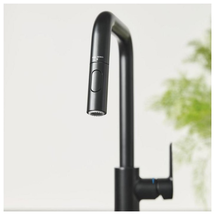 Robinet de cuisine avec douchette GROHE Start bec haut noir mat 2 jets Robinet de cuisine avec douchette GROHE Start bec haut noir mat 2 jets