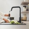 Robinet de cuisine avec douchette GROHE Start bec haut noir mat 2 jets
