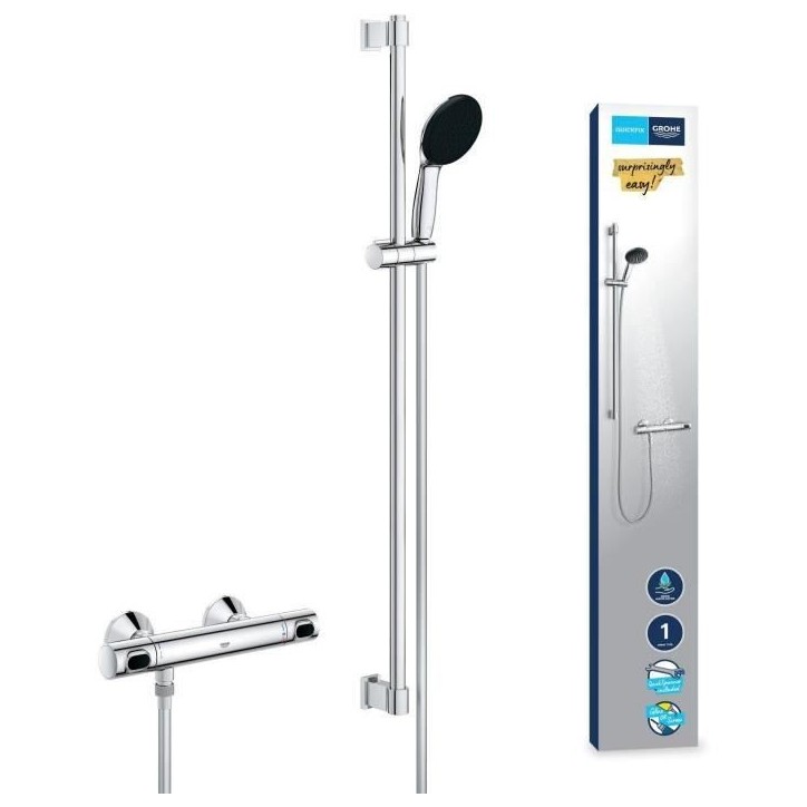 Ensemble de douche - 1 jet - Mitigeur thermostatique - GROHE - 34805001 - Gris