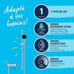 Ensemble de douche - 1 jet - Mitigeur thermostatique - GROHE - 3480500