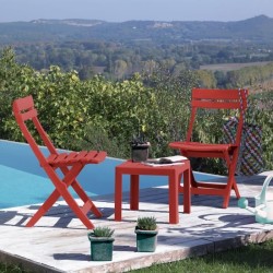 Table basse - GROSFILLEX - MIAMI - 40x40x41cm - Rouge Bossa Nova