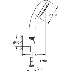 Ensemble de douche 1 jet avec support mural - GROHE - Vitalio Go 100 -