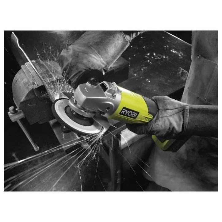 RYOBI - Meuleuse d'angle 18V ONE+ 115 mm - 7 500 tr/min - poignée auxiliaire - Livrée avec 1 disque a ébarber - R18AG-0 RYOBI - Meuleuse d'angle 18V ONE+ 115 mm - 7 500 tr/min - poignée auxiliaire - Livrée avec 1 disque a ébarber - R18AG-0