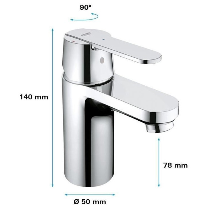 GROHE Mitigeur monocommande Lavabo Taille S Get Chromé 23586000 GROHE Mitigeur monocommande Lavabo Taille S Get Chromé 23586000