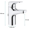 GROHE Mitigeur monocommande Lavabo Taille S Start Flow Chromé 2376900