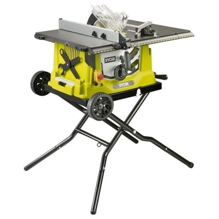 RYOBI - Scie sur table 1 800 W - table alu + pietement retractable, lame 254mm 48 dents, guide parallele & poussoir - RTS1800EF- RYOBI - Scie sur table 1 800 W - table alu + pietement retractable, lame 254mm 48 dents, guide parallele & poussoir - RTS1800EF-