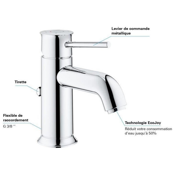 GROHE Mitigeur monocommande Lavabo Taille S Start Classic Chromé 23782000 GROHE Mitigeur monocommande Lavabo Taille S Start Classic Chromé 23782000