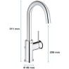 Mitigeur monocommande Lavabo - GROHE - Taille L - Chromé - Pivotant -