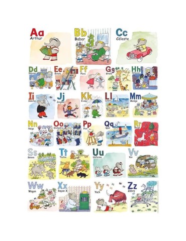 Puzzle 1000 pieces L'abécédaire de Babar - Adultes et enfants des 12 ans - Collection Mes Héros - 87364 - Nathan