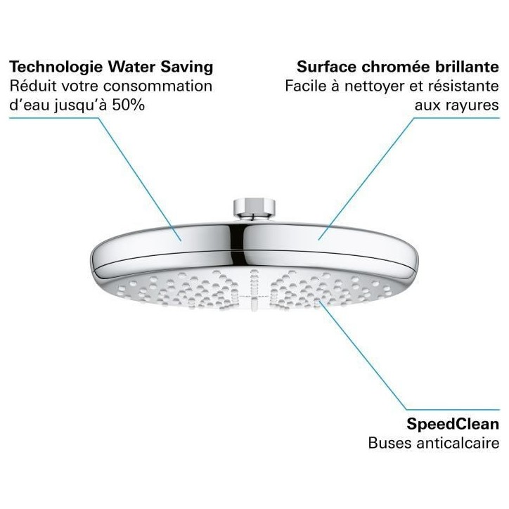 Douche de tete GROHE Vitalio Start 210 - jet unique - économie d'eau - raccord fileté 1/2 - 26415000