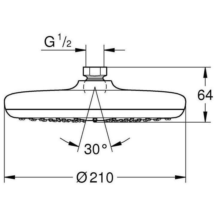 Douche de tete GROHE Vitalio Start 210 - jet unique - économie d'eau - raccord fileté 1/2 - 26415000