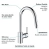 GROHE Robinet de cuisine évier Feel, douchette extractible, rotation