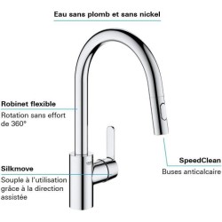 GROHE Robinet de cuisine évier Get, robinet avec douchette extractibl