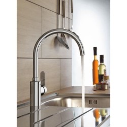 Mitigeur de cuisine - GROHE Get - Chromé - Bec en C - Bec Haut - Rota