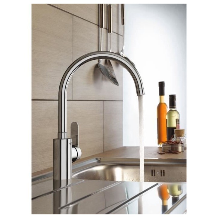 Mitigeur de cuisine - GROHE Get - Chromé - Bec en C - Bec Haut - Rotation 150° Mitigeur de cuisine - GROHE Get - Chromé - Bec en C - Bec Haut - Rotation 150°