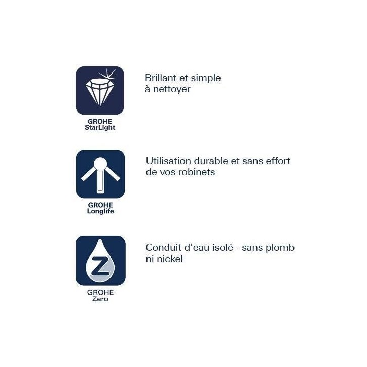 Mitigeur monocommande Evier - GROHE - 31554001 - Col de cygne - Chromé - Métal - Gris
