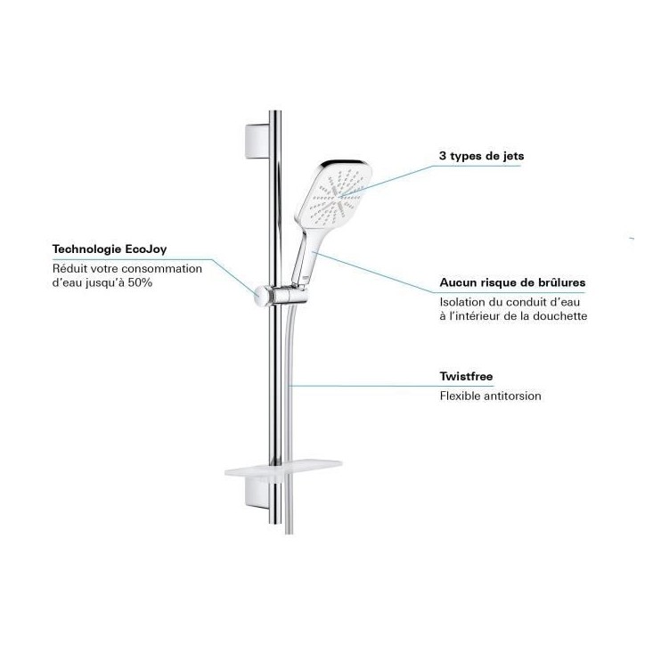 Ensemble de douche 3 jets avec barre - GROHE Ensemble de douche 3 jets avec barre - GROHE