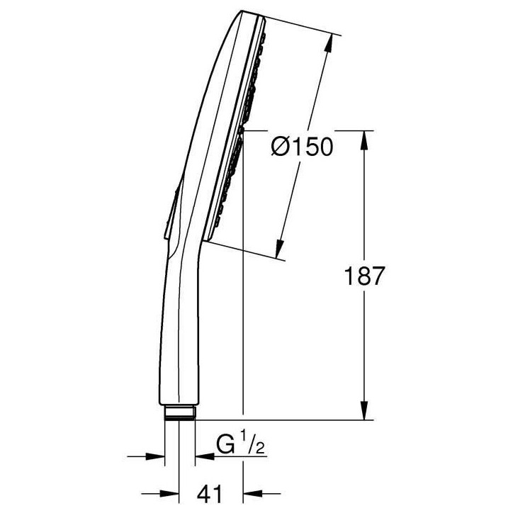 Douchette 3 jets - GROHE - Vitalio SmartActive 150 - Surface de jet blanche - Economie d'eau - Chromé Douchette 3 jets - GROHE - Vitalio SmartActive 150 - Surface de jet blanche - Economie d'eau - Chromé
