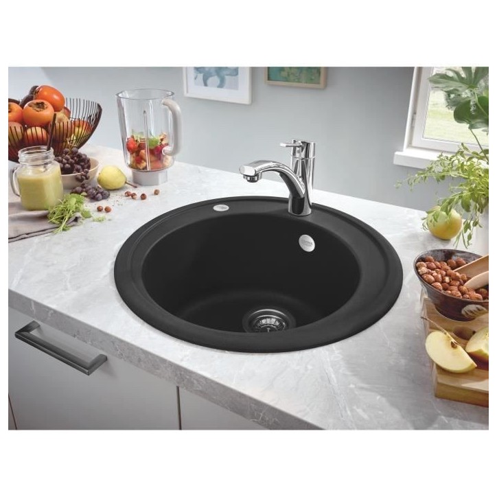 Evier composite - GROHE - K200 - 1 bac - A encastrer - Noir - Rond Evier composite - GROHE - K200 - 1 bac - A encastrer - Noir - Rond
