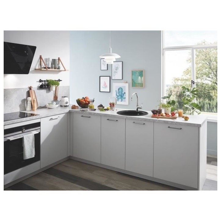 Evier composite - GROHE - K200 - 1 bac - A encastrer - Noir - Rond Evier composite - GROHE - K200 - 1 bac - A encastrer - Noir - Rond
