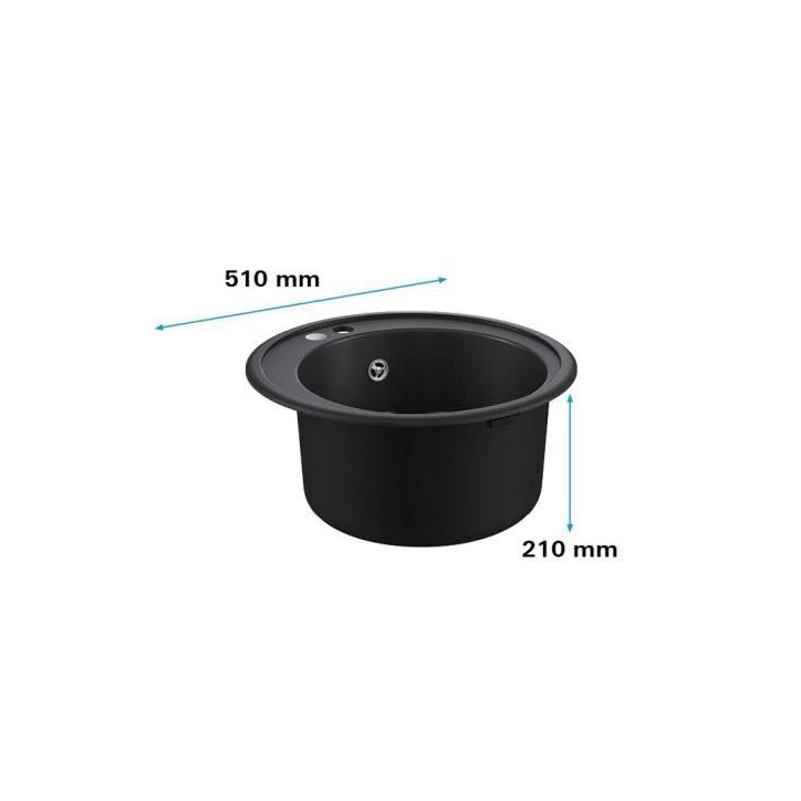 Evier composite - GROHE - K200 - 1 bac - A encastrer - Noir - Rond Evier composite - GROHE - K200 - 1 bac - A encastrer - Noir - Rond