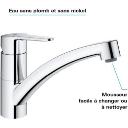 Mitigeur évier GROHE Start Eco - Chromé - Bec bas - Métal