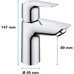 Mitigeur lavabo salle de bains - GROHE - Monotrou - Chromé - Economie