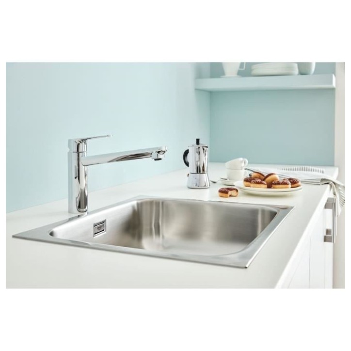 GROHE Robinet évier de cuisine Start curve, mousseur économique d'eau, sans tirette de vidage, bonde de vidage incluses, 31717 GROHE Robinet évier de cuisine Start curve, mousseur économique d'eau, sans tirette de vidage, bonde de vidage incluses, 31717