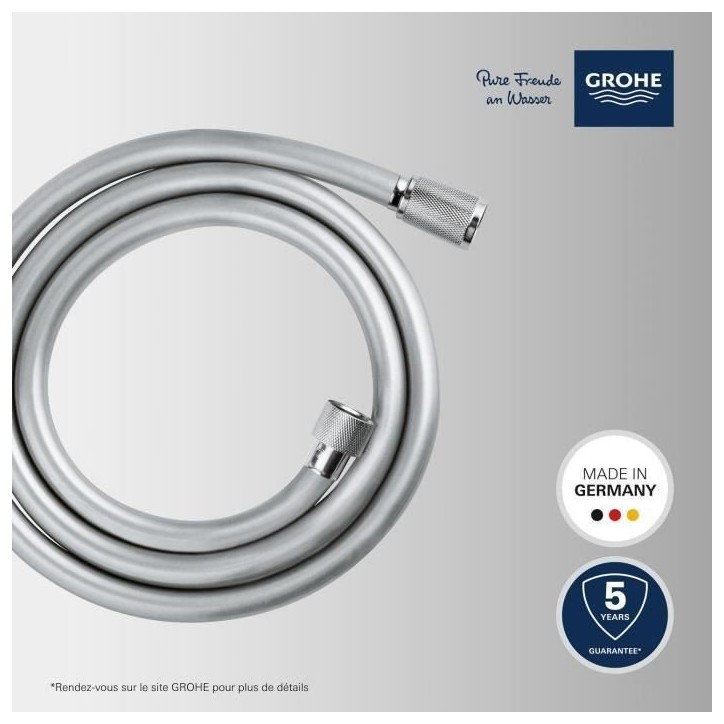 Flexible de douche - GROHE VitalioFlex 28743002 - 1,5m - Anti-pliures et torsion - Connexion universelle - Surface lisse - Chrom Flexible de douche - GROHE VitalioFlex 28743002 - 1,5m - Anti-pliures et torsion - Connexion universelle - Surface lisse - Chrom