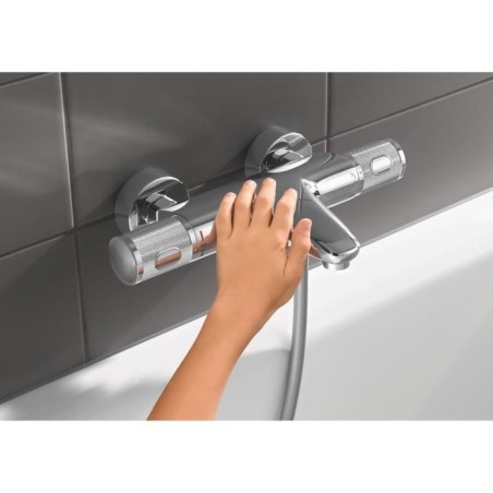 GROHE Mitigeur thermostatique douche Precision Feel, montage mural, indicateur de température, filtres intégrés, chromé, 347