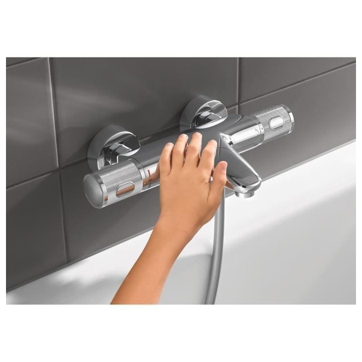GROHE Mitigeur thermostatique douche Precision Feel, montage mural, indicateur de température, filtres intégrés, chromé, 347 GROHE Mitigeur thermostatique douche Precision Feel, montage mural, indicateur de température, filtres intégrés, chromé, 347