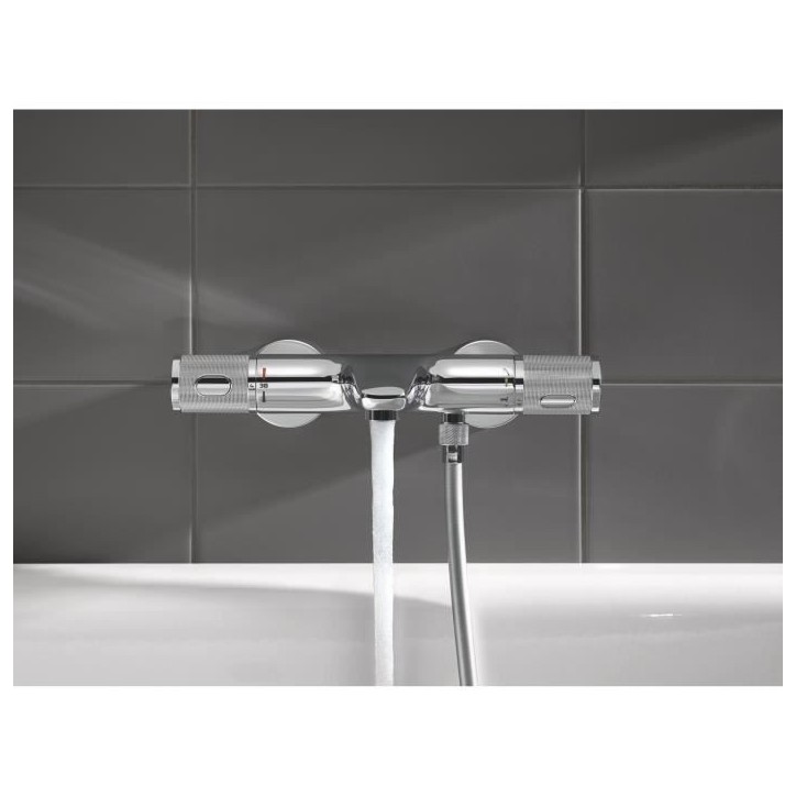 GROHE Mitigeur thermostatique douche Precision Feel, montage mural, indicateur de température, filtres intégrés, chromé, 347 GROHE Mitigeur thermostatique douche Precision Feel, montage mural, indicateur de température, filtres intégrés, chromé, 347